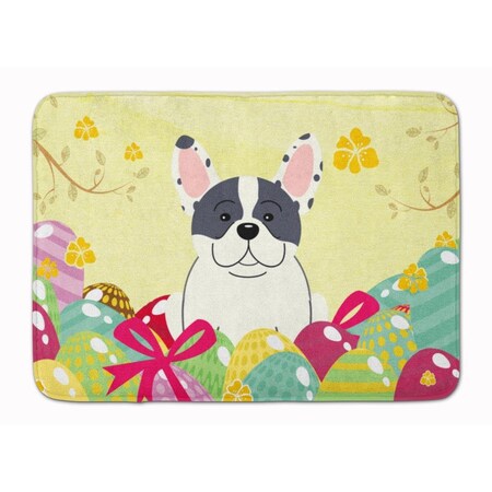 Carolines Treasures Easter Eggs French Bulldog Piebald Machine Washable Memory Foam Mat BB6011RUG